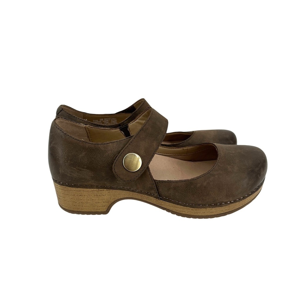Dansko Beatrice Mary Jane Clogs Womens 38 Brown Leather Comfort Shoes